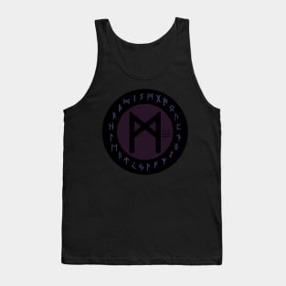 Purple Mannaz Elder Futhark Rune | Viking | Pagan Symbol Tank Top